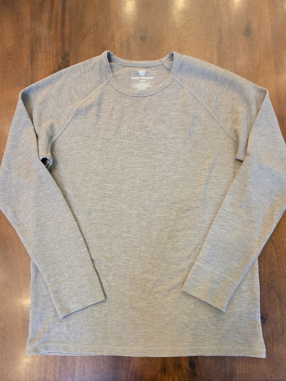 Mack Weldon Large Walnut Brown Thermal Waffle Knit Crewneck Tee Pullover Layer